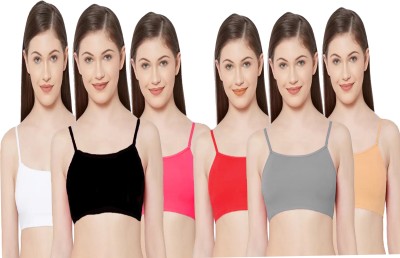 BRAAFEE Combo of 6 Women Cotton Non padded wirefree sports beginner bra Women Training/Beginners Non Padded Bra(Multicolor)