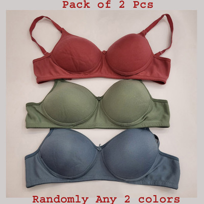 X-WELL Women Everyday Lightly Padded Bra(Grey, Green, Brown)