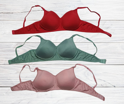 Kesar Lingeries Women T-Shirt Lightly Padded Bra(Maroon, Red, Pink)