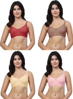 LILY akihdar Women Minimizer Non Padded Bra(Maroon, Maroon, Pink, Beige)