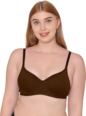 KOMLI Tweens Lite Wite Minimiser Support Seamless Non-Padded Bra Women T-Shirt Lightly Padded Bra(Brown)
