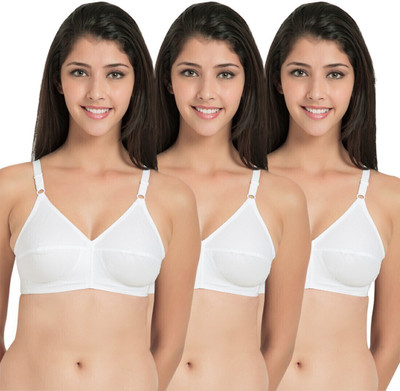 SOUMINIE by Belle Lingeries Classic Fit Cotton Non-Padded Pack of 3 Women Minimizer Non Padded Bra(White)