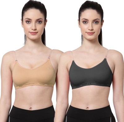 Shyam Sons FLAIR Women Sports Non Padded Bra(Black, Beige)