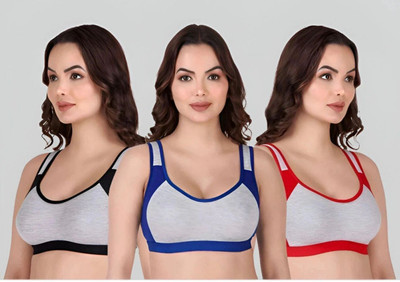Wonkey Combo Sport Bra Multicolor Women Sports Non Padded Bra(Multicolor)