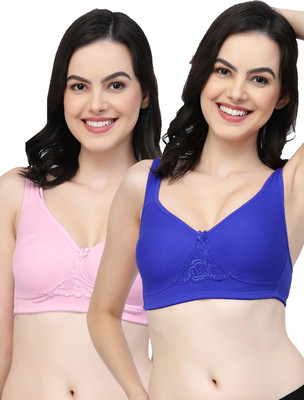 COLLEGE GIRL CG1214Mino Women Minimizer Non Padded Bra(Dark Blue, Pink)