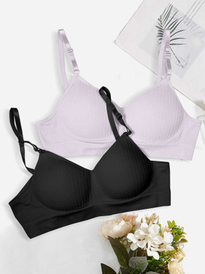 NAGARVEL CREATION a/815-blk/prpl-p02-34 Women Full Coverage Lightly Padded Bra(Multicolor)