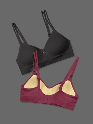 NAGARVEL CREATION 1/309-BLK/MRN-P02-36 Women Push-up Lightly Padded Bra(Black, Maroon)