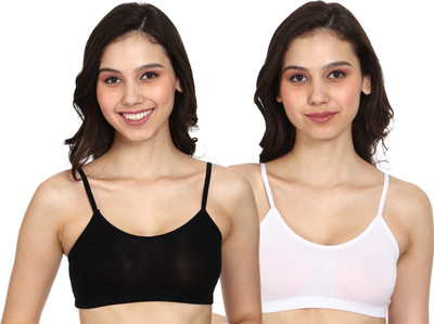 zoxen Women Cami Bra Non Padded Bra(Black, White)