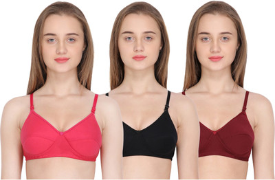ShopGlobal Women T-Shirt Heavily Padded Bra(Maroon, Pink, Black)