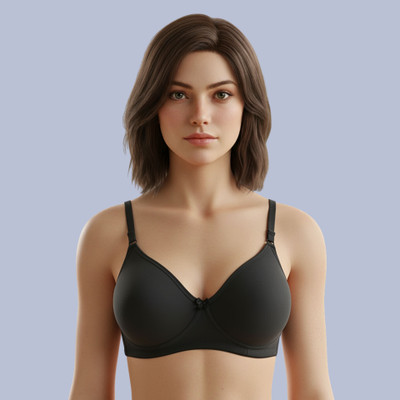Lovanna fashion Lovanna side support bra Women T-Shirt Non Padded Bra(Black)