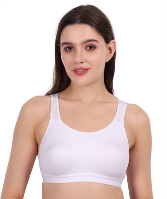 MATHIL STORE Sports Bra for Women – Padded, Wire Free, Comfort Fit Women Sports Non Padded Bra(White)
