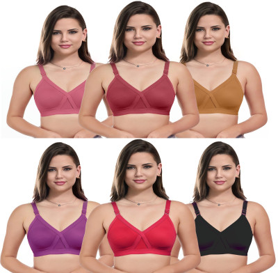 yudit fashion Non Padded Bra For Women Combo Pack 6 Women Everyday Non Padded Bra(Multicolor)