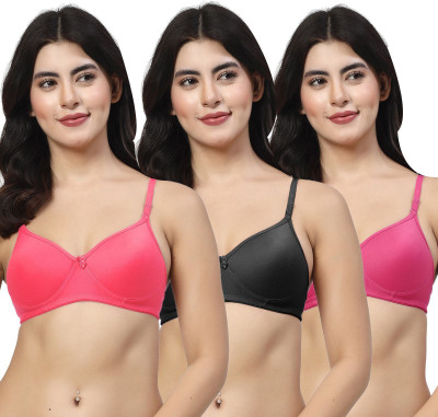 LILY maofcigam Women Full Coverage Heavily Padded Bra(Red, Black, Pink)