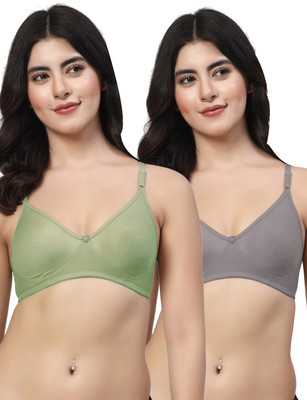 LILY ayir Women T-Shirt Non Padded Bra(Green, Grey)