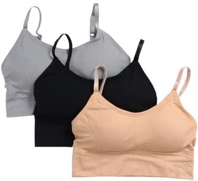 skyunion 646 BRA Women Sports Lightly Padded Bra(Grey, Black, Beige)