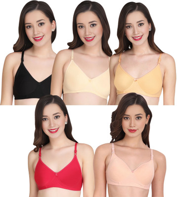 Liigne Women Everyday Padded Bra (Pack Of 5) for T-Shirt Saree Dress Sports Garment Women Full Coverage Lightly Padded Bra(Black)