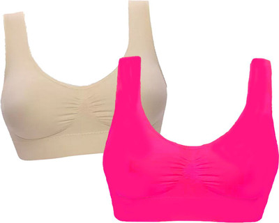 Xyra Women Sports Non Padded Bra(Beige, Pink)