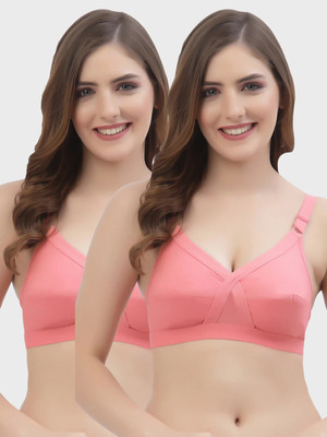 Floret Floret Non Padded Full Coverage Cotton Bra Women Full Coverage Non Padded Bra(Pink, Pink)