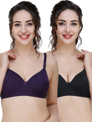 COLLEGE GIRL CGPAD1213-CGPAD1211 Women T-Shirt Lightly Padded Bra(Purple, Black)