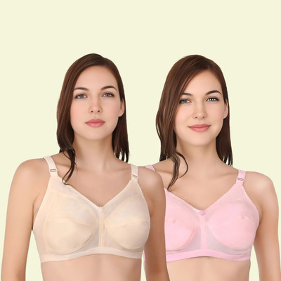 Doll Care Women Bra Ladies Bra Women Full Coverage Non Padded Bra(Beige, Pink)
