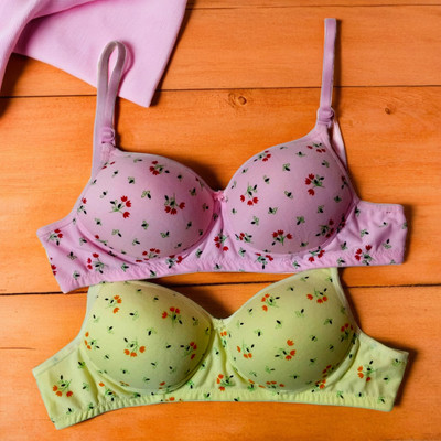 Kreatyl FLORAL PRINT Women T-Shirt Lightly Padded Bra(Multicolor)