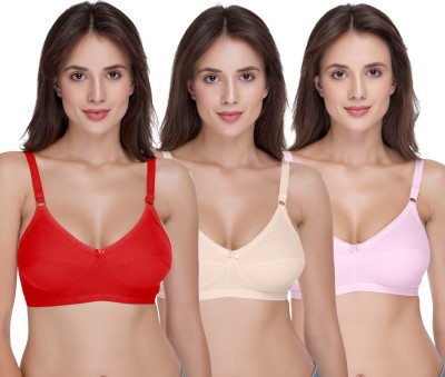 SONA H-04 full coverage seamed non padded bra Women Full Coverage Non Padded Bra(Red, Pink, Beige)