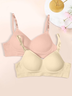 Gurukrupa International b/815-pnk/skn-p02-34 Women Full Coverage Lightly Padded Bra(Beige, Pink)