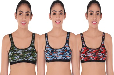 EMPISTO Women Sports Non Padded Bra(Green, Blue, Red)