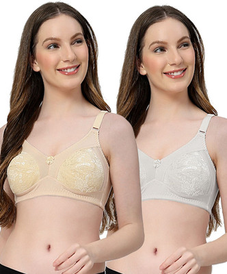 LILY 2772 Women Minimizer Non Padded Bra(Beige, White)
