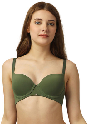 SOIE Medium Coverage Padded Wired T-shirt Bra Women Everyday Lightly Padded Bra(Green)