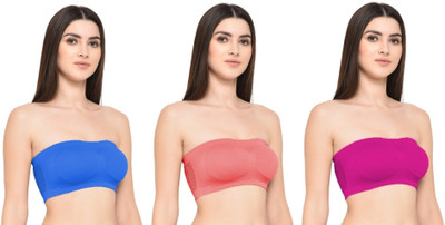 Guru Krupa Traders Women's Nylon Spandex Free Size Lightly Padded Pull On Sport Bra Women Everyday Non Padded Bra(Blue, Beige, Pink)