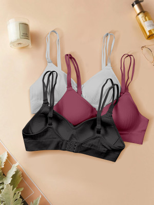 NAGARVEL CREATION 3/309-GRY/MRN/BLK-P03-30 Women Push-up Lightly Padded Bra(Multicolor)