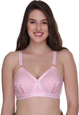 SONA by PERFECTO Women's Perfecto Cotton Full Coverage Plus Size Non-Padded Wirefree Everyday Bra Women Full Coverage Non Padded Bra(Pink)
