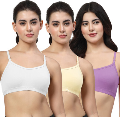 LILY 3321Mino Women Sports Non Padded Bra(White, Yellow, Purple)