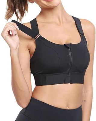 Kesar Lingeries Sports Yoga Bra with Adjustable Straps High Impact Shockproof Brassiere Women Sports Lightly Padded Bra(Purple)