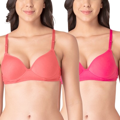 KOMLI Women Push-up Heavily Padded Bra(Pink, Red)