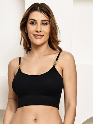 Quttos Quttos Removable cup bralette bra for women Women Bralette Lightly Padded Bra(Black)