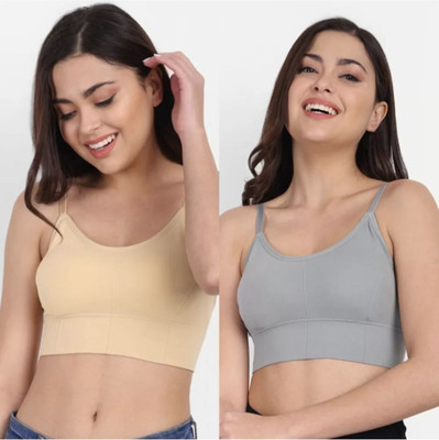 BRANKLY URJA Women Everyday Lightly Padded Bra Women Cami Bra Lightly Padded Bra(Beige, Grey)
