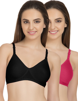 TWEENS by Belle Lingeries Black Pink Concealer Non Padded Triple Layered Full Coverage Pack of 2 Women T-Shirt Non Padded Bra(Black, Pink)