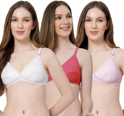 LILY anwahb Women Everyday Non Padded Bra(White, Maroon, Pink)