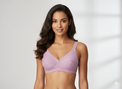 YESJUDAN Daily Use Comfort Cotton Full Cup Non-Padded Wired/Non-Wired Casual Woman Bra Women Full Coverage Non Padded Bra(Pink)