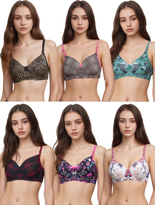 LILY PaddedMixPrintMinoPO3 Women T-Shirt Lightly Padded Bra(Multicolor)