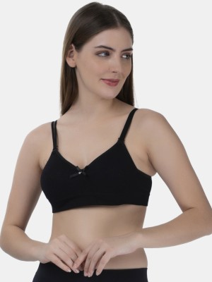 TOMKOT Padded Seamless soft fabric Women Training/Beginners Lightly Padded Bra(Black)