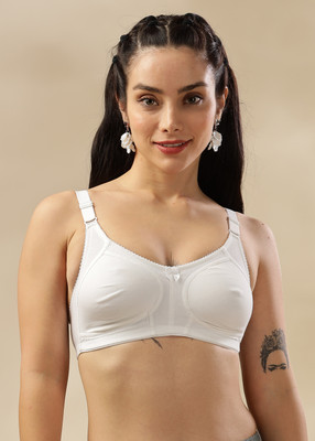 Dollar Missy Wire-Free Panelled Support Everyday Women Full Coverage Non Padded Bra(White)