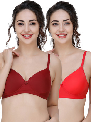 COLLEGE GIRL Hellopad ComboPO2 Women Everyday Lightly Padded Bra(Maroon, Red)
