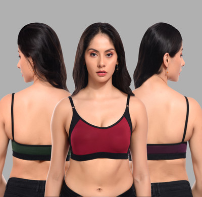 CURVZEX ZAMBIA Women Sports Non Padded Bra(Purple, Green, Maroon)