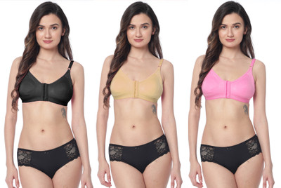 Shree Brahmani Corporation Women's Super PC Cotton Lycra Free Size Non Padded Front Hook Bra Women Everyday Non Padded Bra(Black, Gold, Beige)