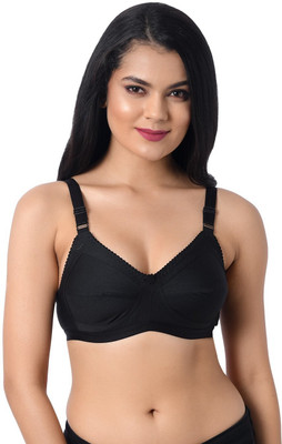 INNER TOUCH Broad Strap Bra Women Full Coverage Non Padded Bra(Black)