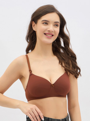 Clovia Women T-Shirt Lightly Padded Bra(Brown)