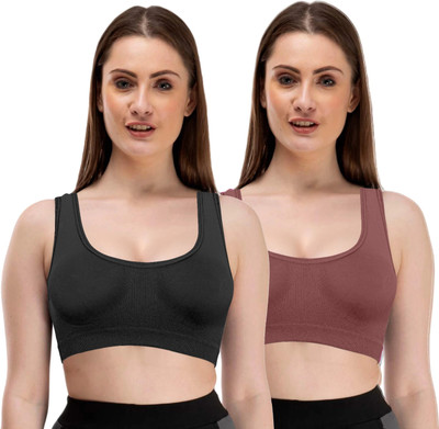 ALEX INDIA MARKETING Women Sports Non Padded Bra(Black, Brown)